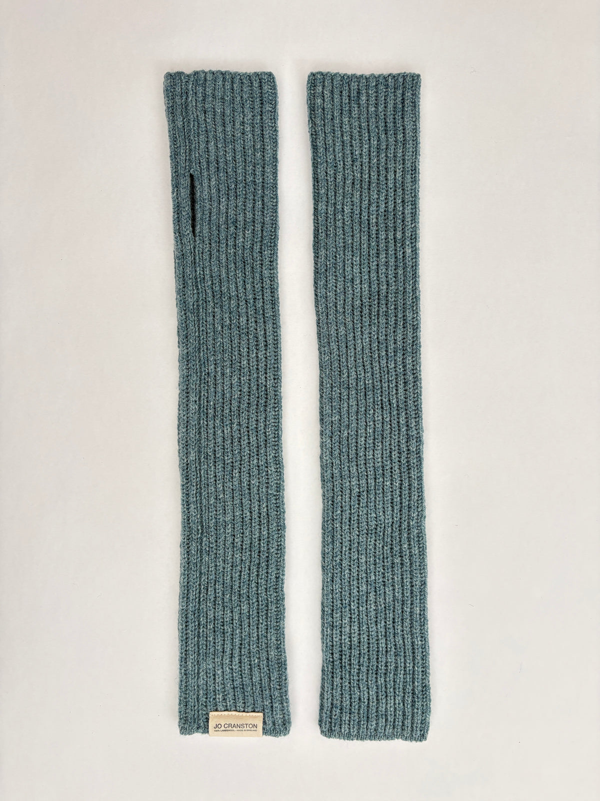 Fisherman's Rib Fingerless Long Gloves - Oribe Green - Jo Cranston knitwear