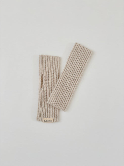 Fisherman's Rib Fingerless Gloves - Swansdown - Jo Cranston