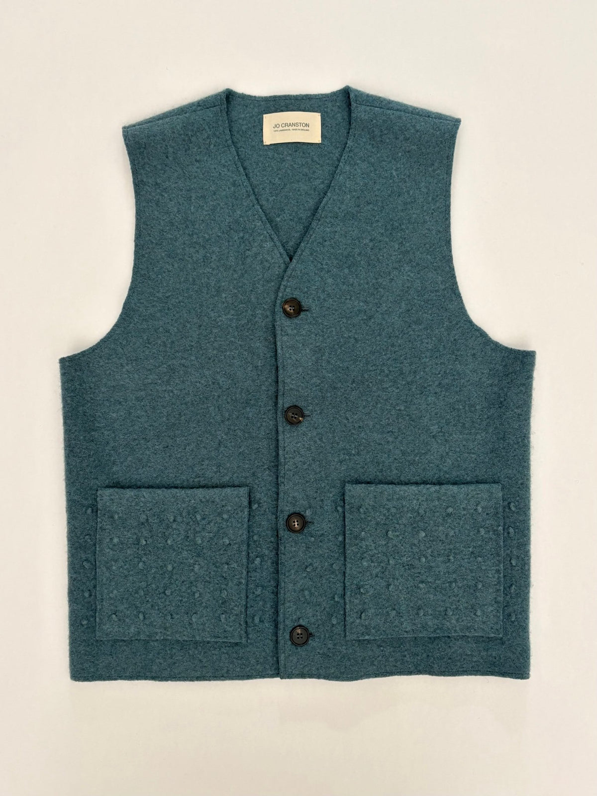 Urchin Felted Wool Waistcoat - Marlin Teal - Jo Cranston