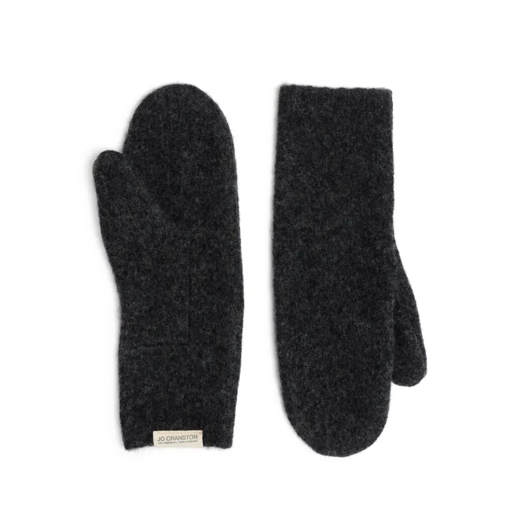 Charcoal Felted Lambswool Mittens
