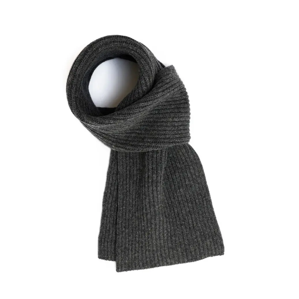 Lambswool Fisherman’s Rib Scarf Derby Grey