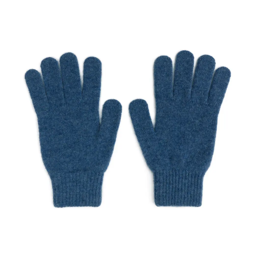 Men's Lambswool Gloves Denim Blue