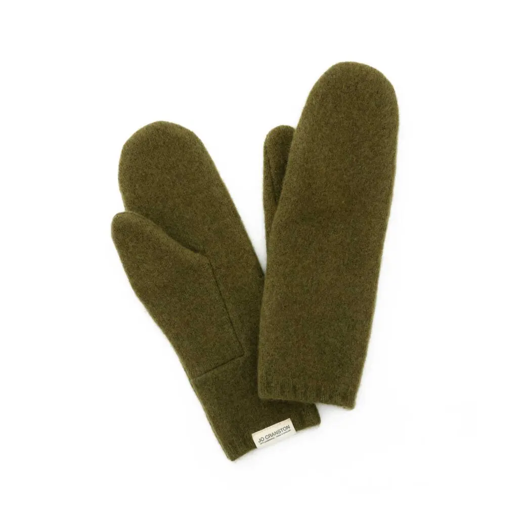 Sussex Field Felted Mittens - Olive Dun