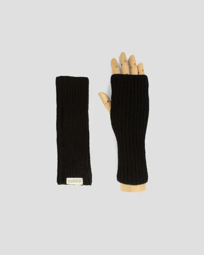 Fisherman's Rib Fingerless Gloves - Black