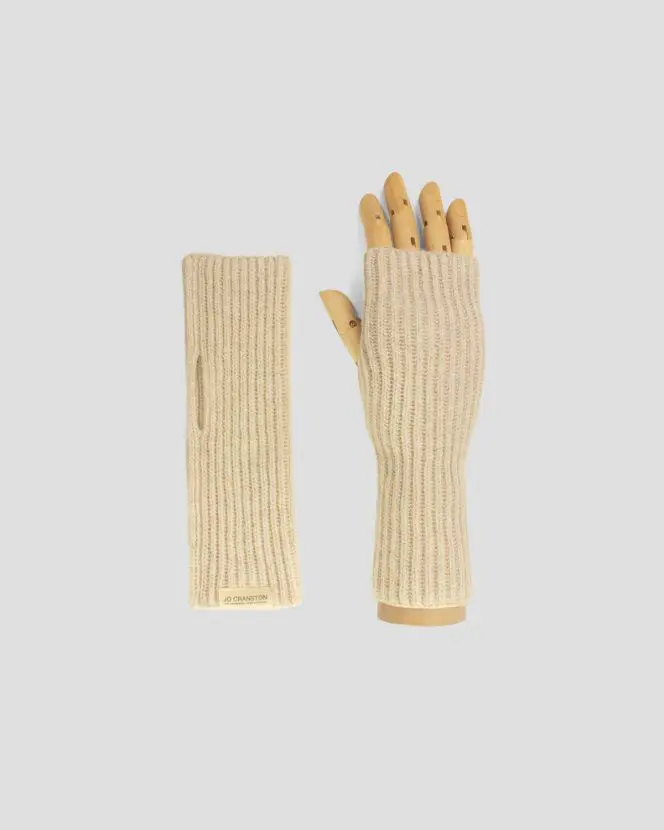 Fisherman's Rib Fingerless Gloves - Swansdown