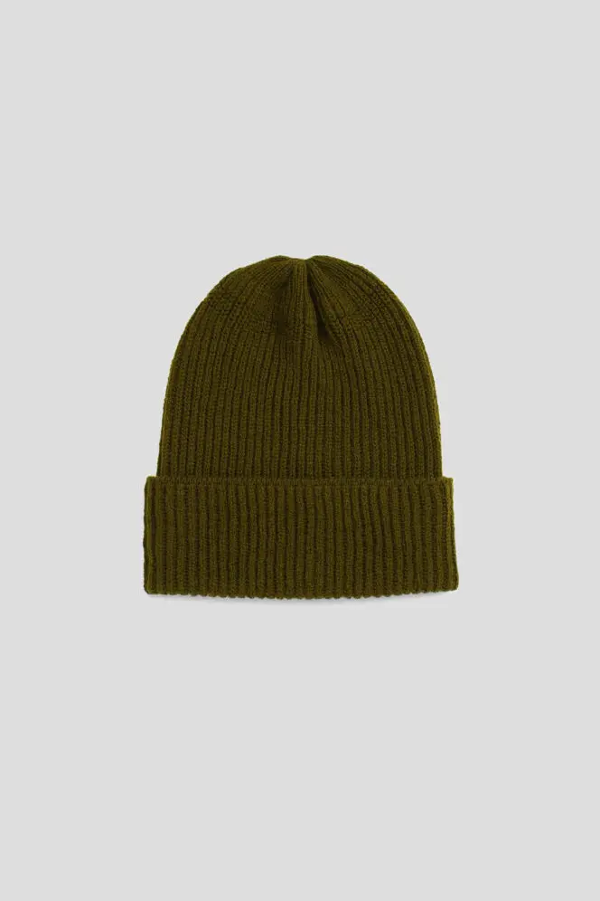 Fisherman's Rib Long Beanie - Dark Moss