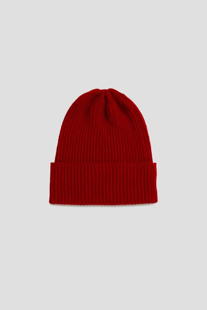 Fisherman's Rib Long Beanie - Ruby