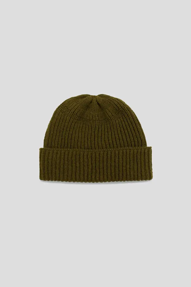 Fisherman's Rib Short Beanie - Dark Moss