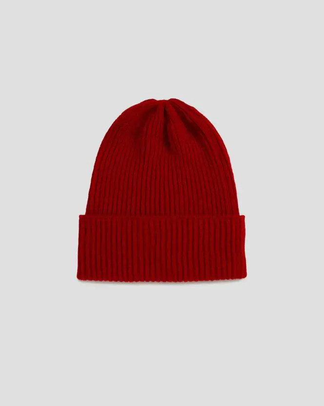 Fisherman's Rib Long Beanie - Ruby